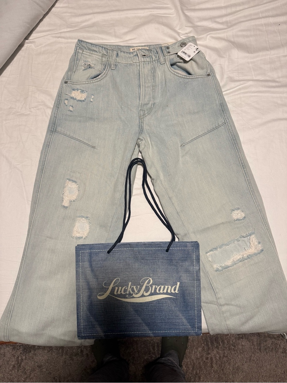 We The Free Light Blue Relaxed Distressed Women's Jeans